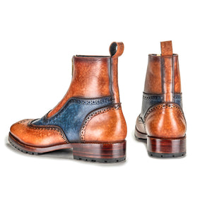 Zipper Boots - Brown & Blue