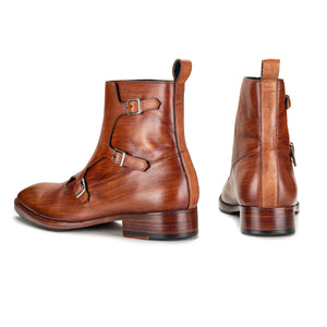 Triple Monk Strap Boots - Wooden