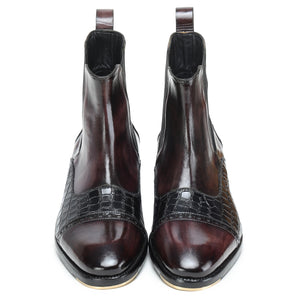 Captoe Chelsea Boots- Croc Dark Brown