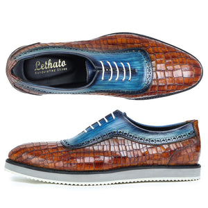 Oxford Sneakers- Croc Brown & Blue