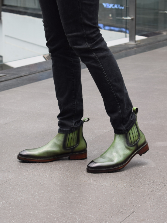 green dress boots Fall Dresses With Boots: How To Style Them Indulge in a piece of history with Flora Embroidered Boots A green maxi dress, styled