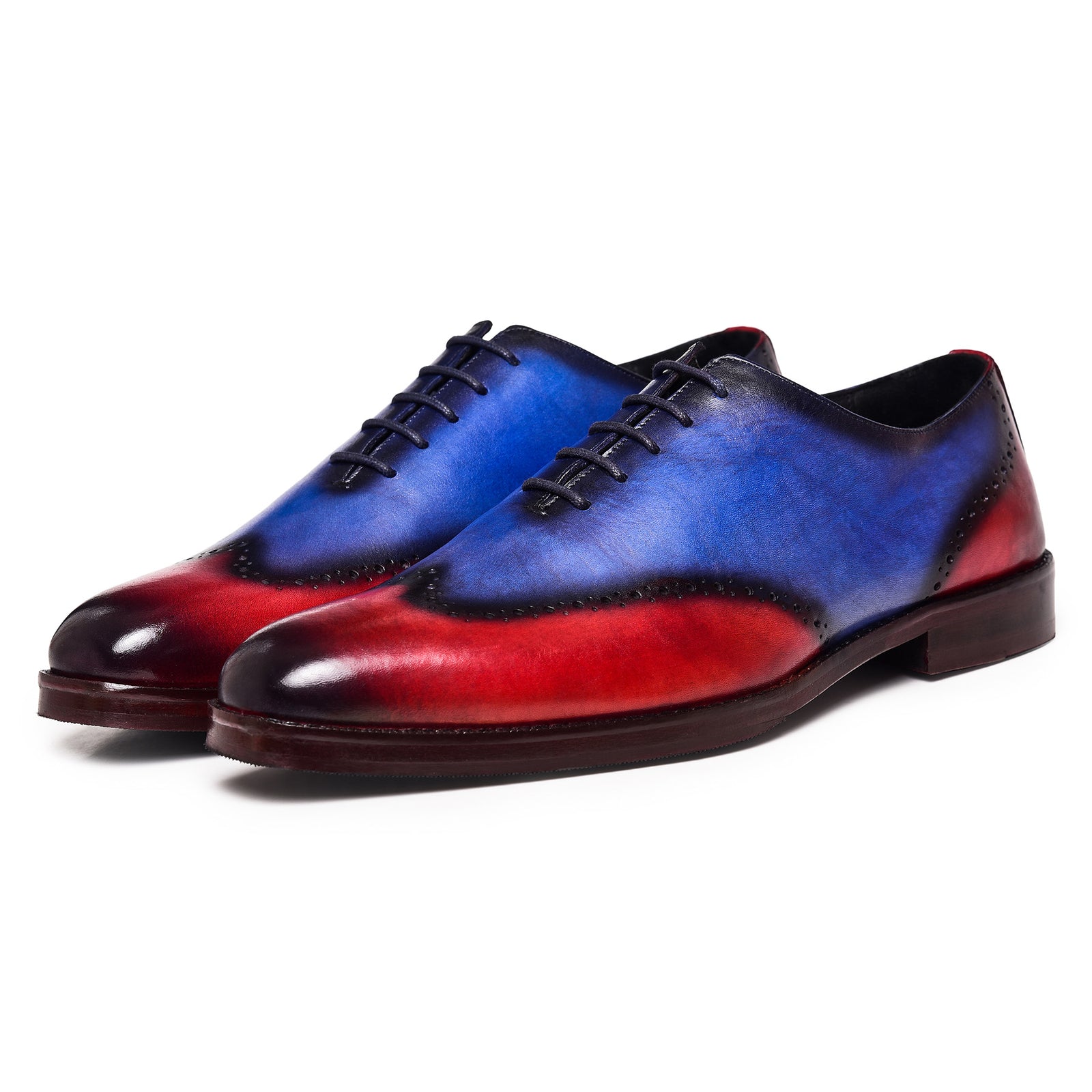 Wholecut Oxfords - Red & Blue