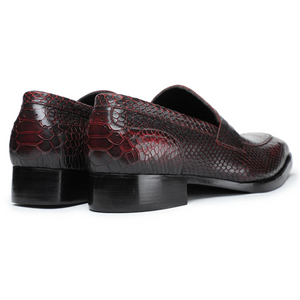 Penny Loafers - Croc Wine Red