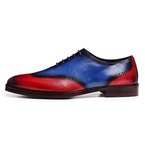 Wholecut Oxfords - Red & Blue