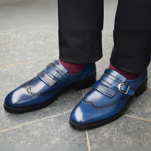 Wingtip Brogue Kiltie Monk Strap- Navy