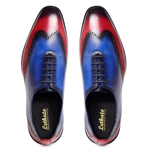 Wholecut Oxfords - Red & Blue