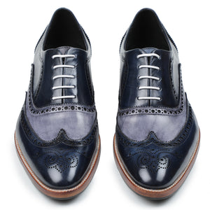 Wingtip Brogue Oxford - Navy & Grey