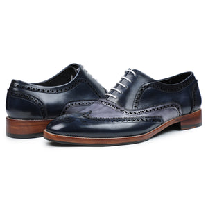 Wingtip Brogue Oxford - Navy & Grey