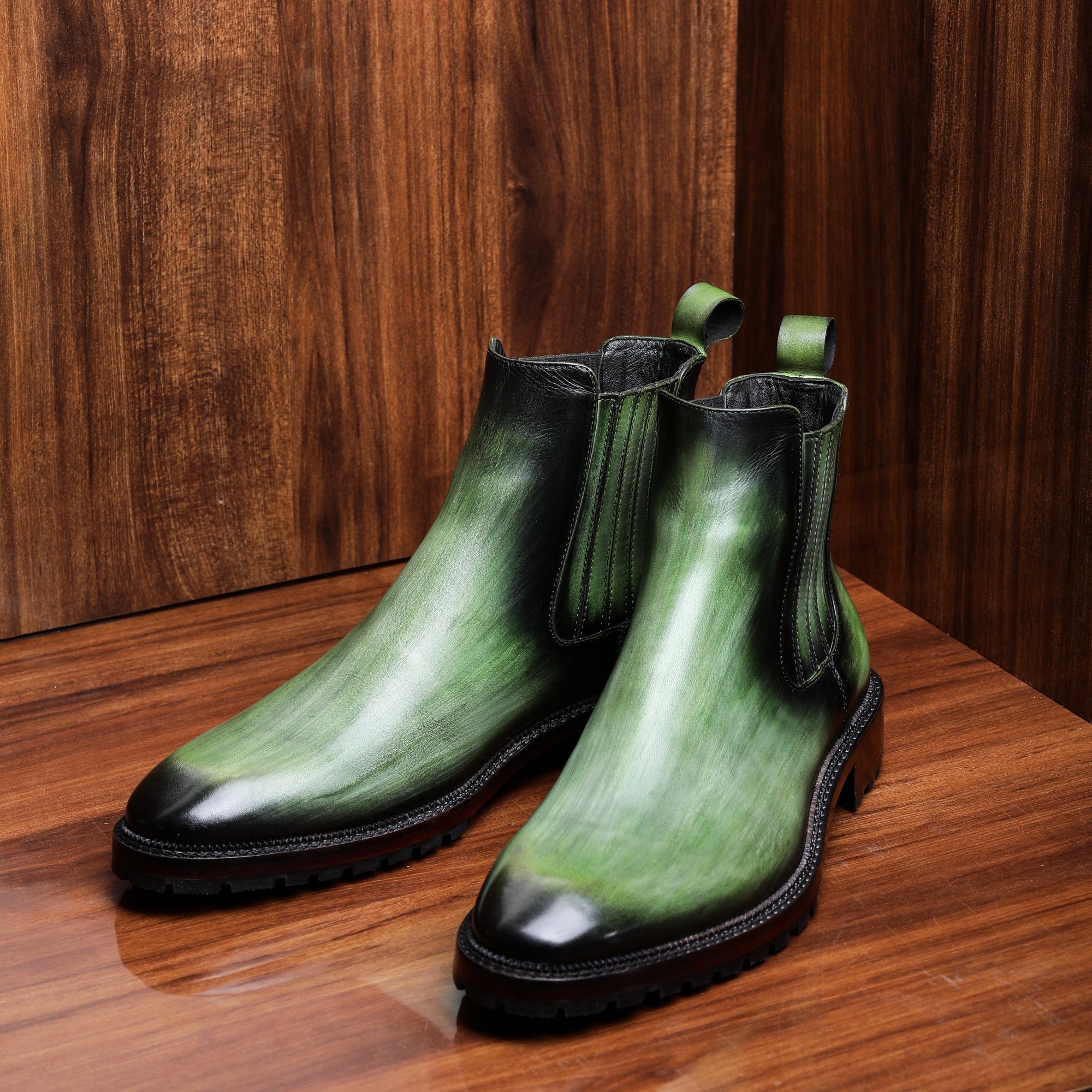 Mens Chelsea Boots- Green : Lethato STANDARD / US 10.5-11 / UK 10 / Green Mens Chelsea Boots- Green : Lethato STANDARD / US 10.5-11 / UK 10 / Green