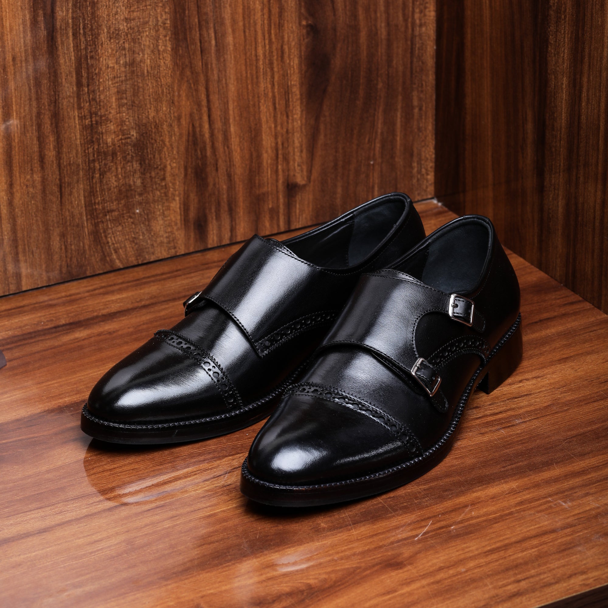 Men's Captoe Double MonkStrap Shoes - Black by Lethato STANDARD / US 11.5-12 / UK 11 / Black Men's Captoe Double MonkStrap Shoes - Black by Lethato STANDARD / US 11.5-12 / UK 11 / Black