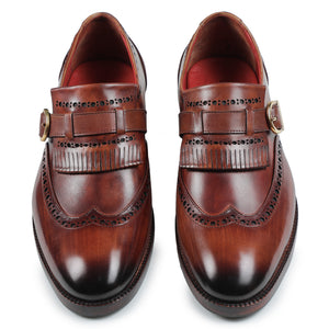 Wingtip Brogue Kiltie Monk Strap- Brown