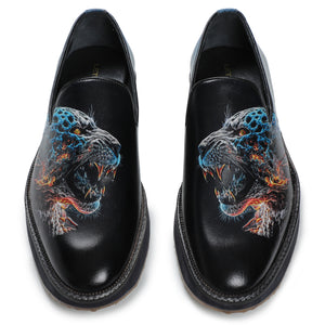 Panther Designer Print Sneakers- Black