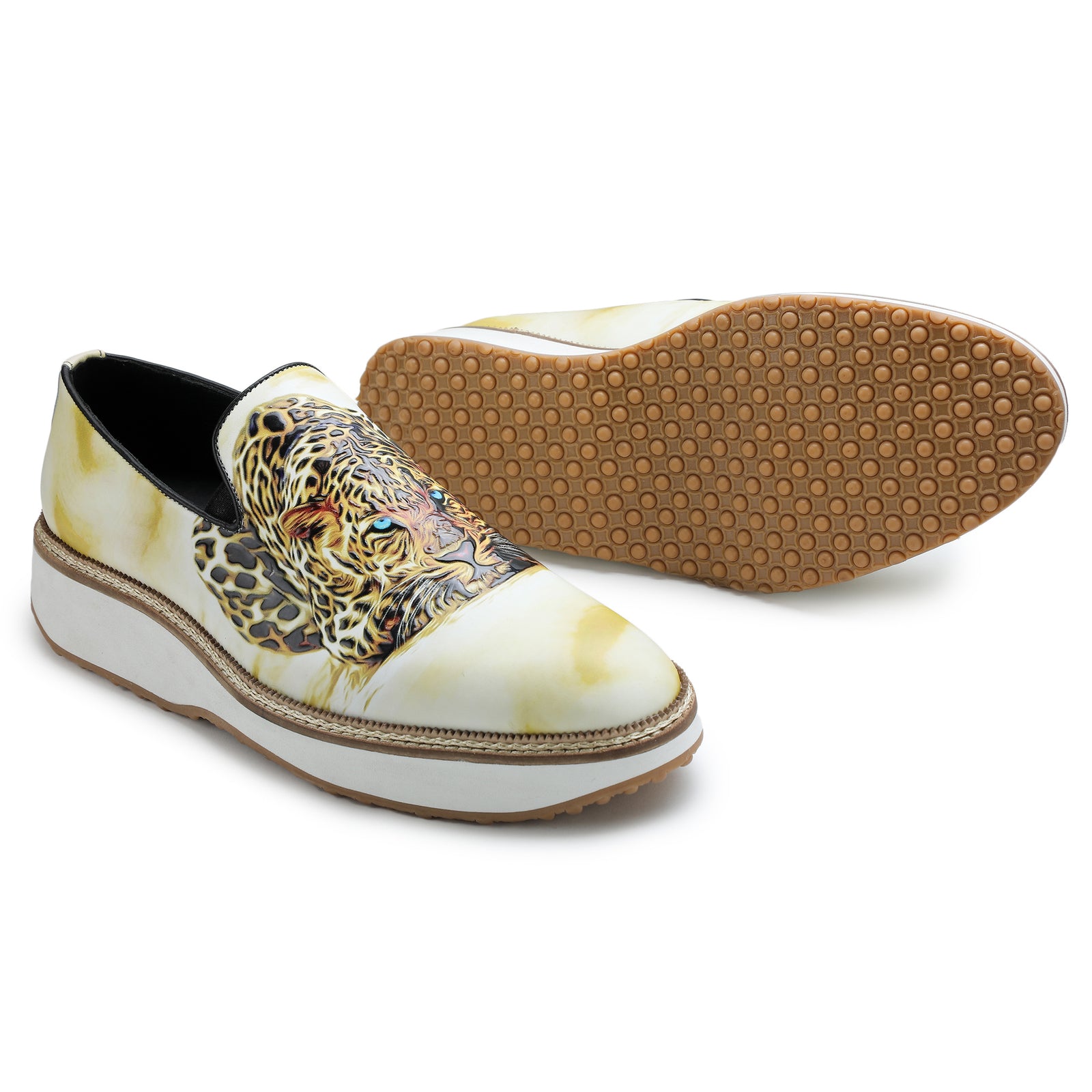 Leopard Designer Print Sneakers in Golden