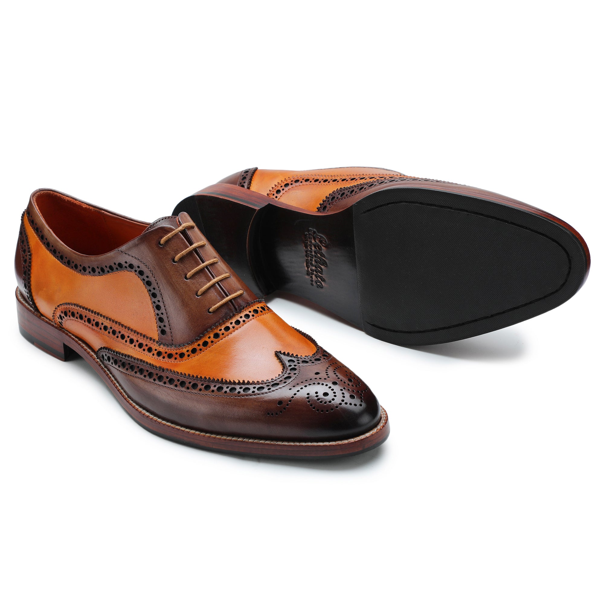 Wingtip Brogue Oxford- Brown & Orange | Wingtip Shoes