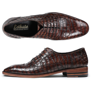 Wingtip Oxford - Croc Brown