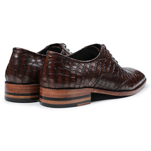 Wingtip Oxford - Croc Brown