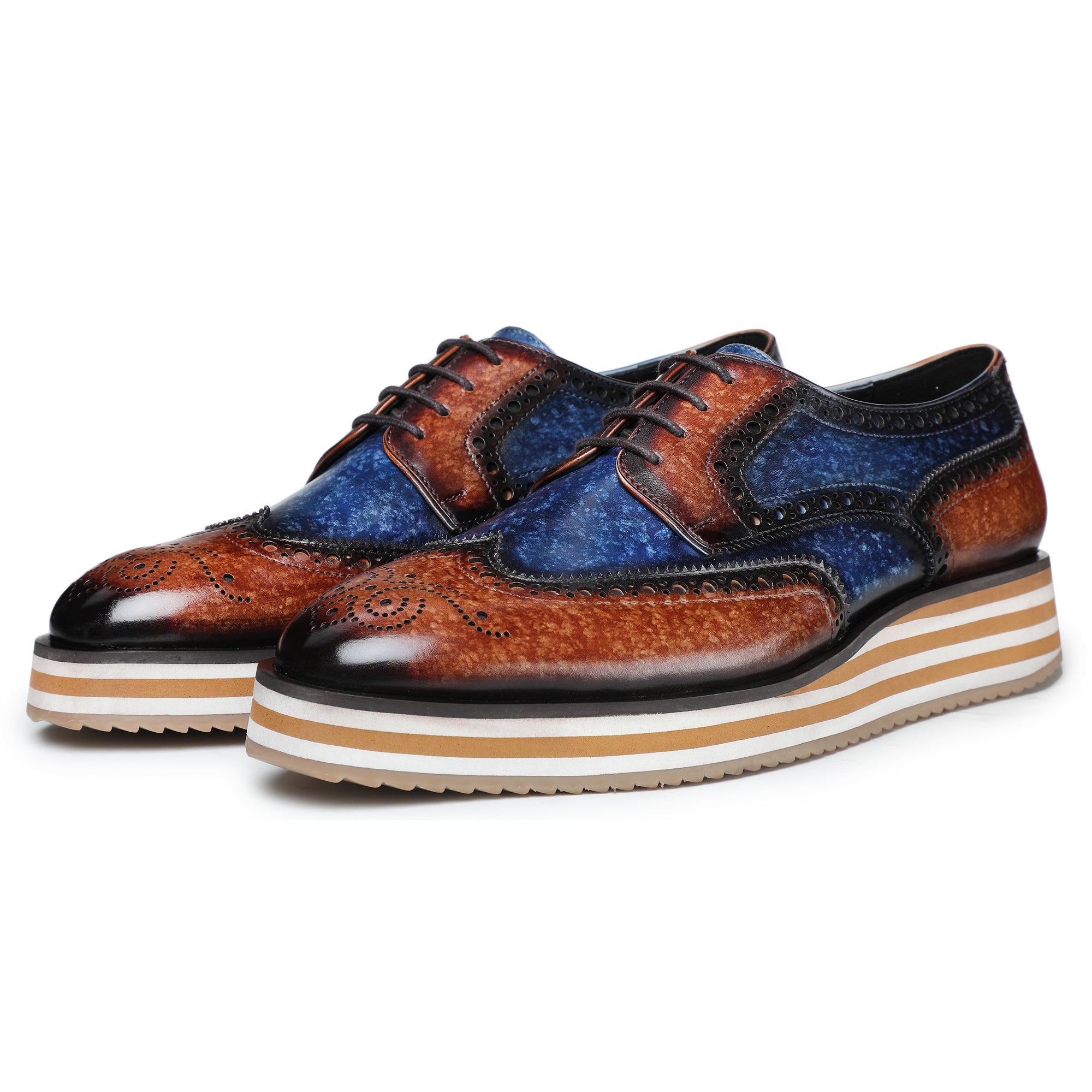 Wingtip Sneakers- Brown & Blue | Lethato STANDARD / US 6.5-7/ UK 6 / Brown & Blue Wingtip Sneakers- Brown & Blue | Lethato STANDARD / US 6.5-7/ UK 6 / Brown & Blue