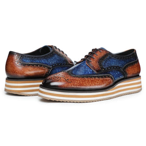 Wingtip Sneakers- Brown & Blue