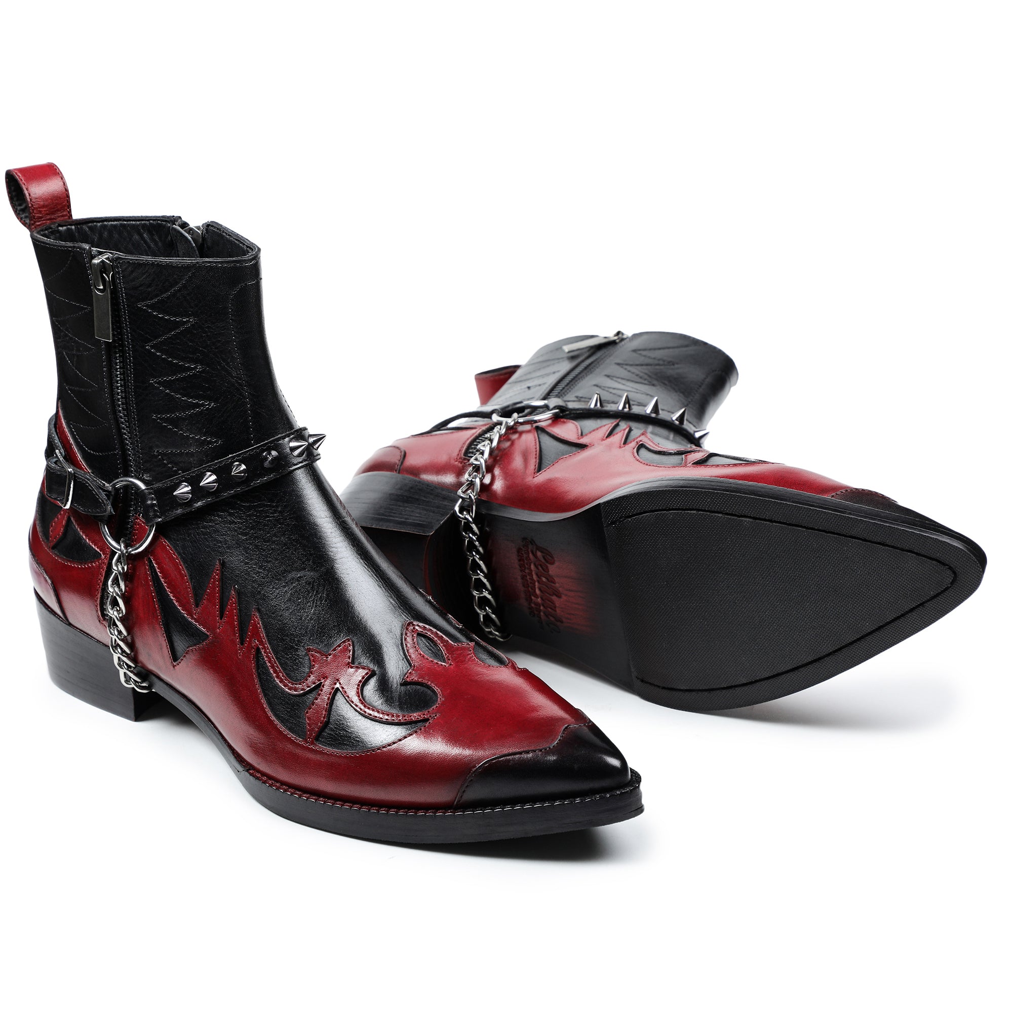 Men's Harness Boots- Red & Black | Lethato Men's Harness Boots- Red & Black | Lethato