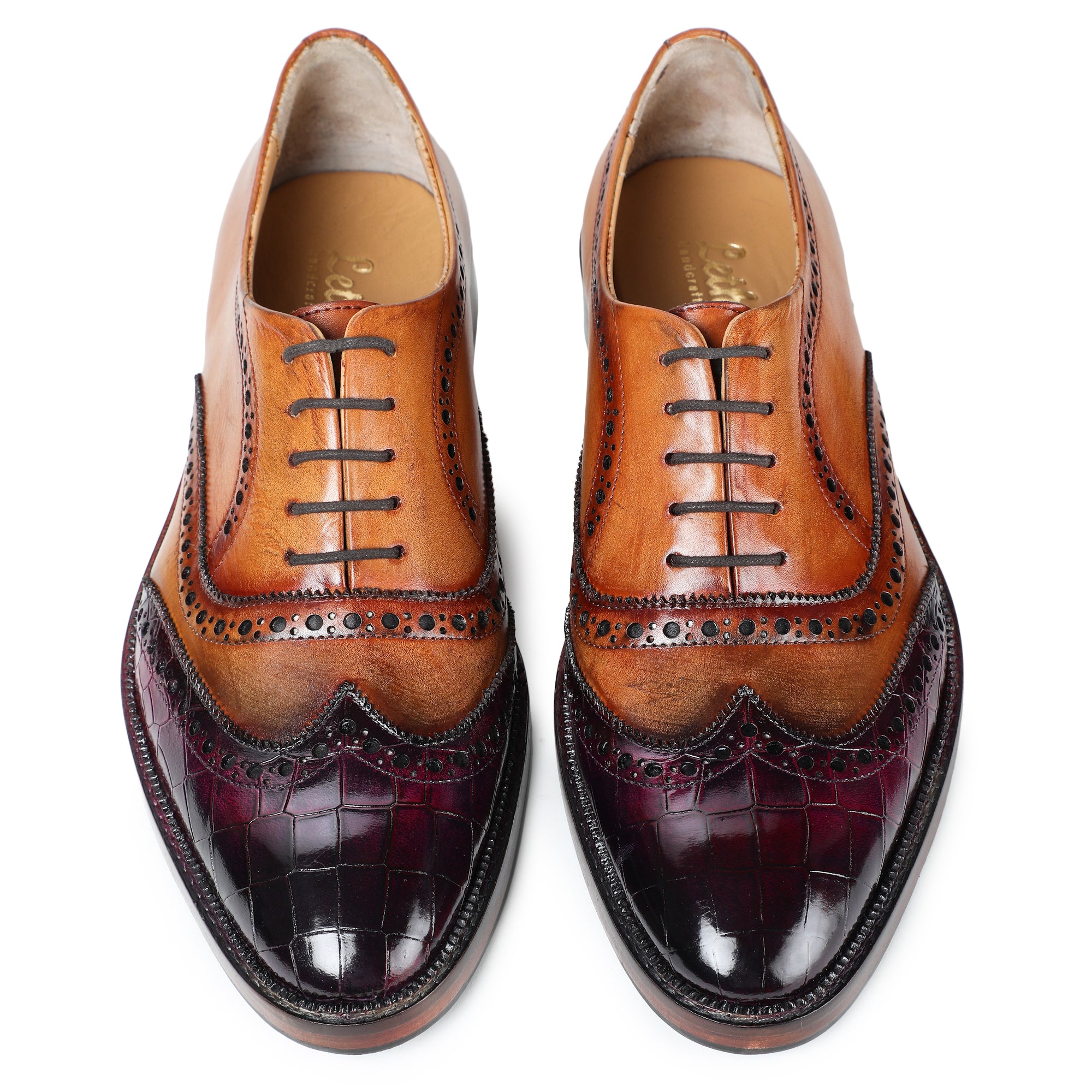 Wingtip Brogue Oxford- Croc Burgundy & Tan | Lethato STANDARD / US 14.5-15/UK 14 / Croc Burgundy & Tan Wingtip Brogue Oxford- Croc Burgundy & Tan | Lethato STANDARD / US 14.5-15/UK 14 / Croc Burgundy & Tan