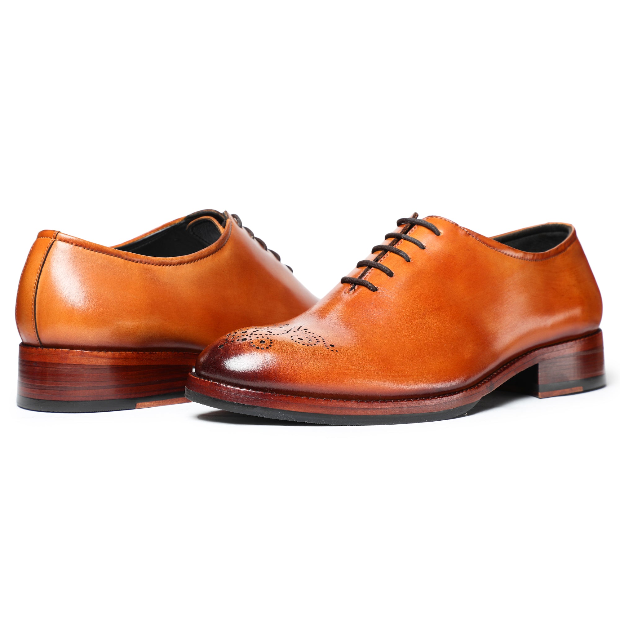 Medallion Toe Oxford- Tan Dress Shoes for Men by Lethato STANDARD / US 7.5-8 / UK 7 / Tan Medallion Toe Oxford- Tan Dress Shoes for Men by Lethato STANDARD / US 7.5-8 / UK 7 / Tan