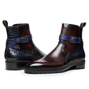 Jodhpur Boots- Croc Navy & Brown