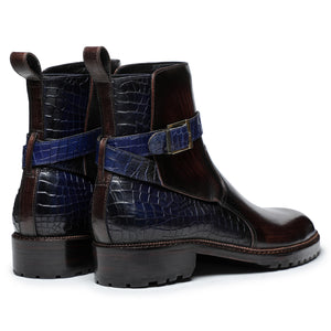 Jodhpur Boots- Croc Navy & Brown