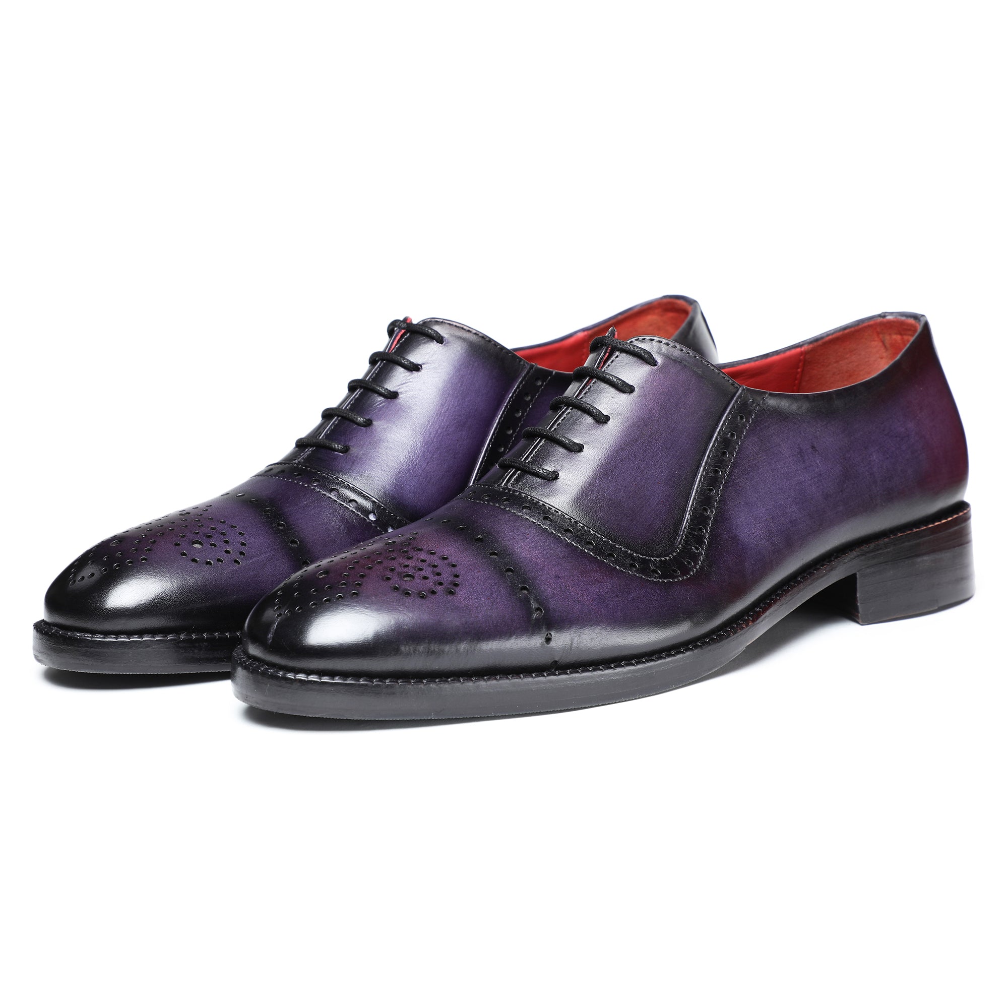 Lethato Medallion Toe Oxford- Purple | Hand painted Leather Shoes STANDARD / US 8.5-9 / UK 8 / Purple Lethato Medallion Toe Oxford- Purple | Hand painted Leather Shoes STANDARD / US 8.5-9 / UK 8 / Purple