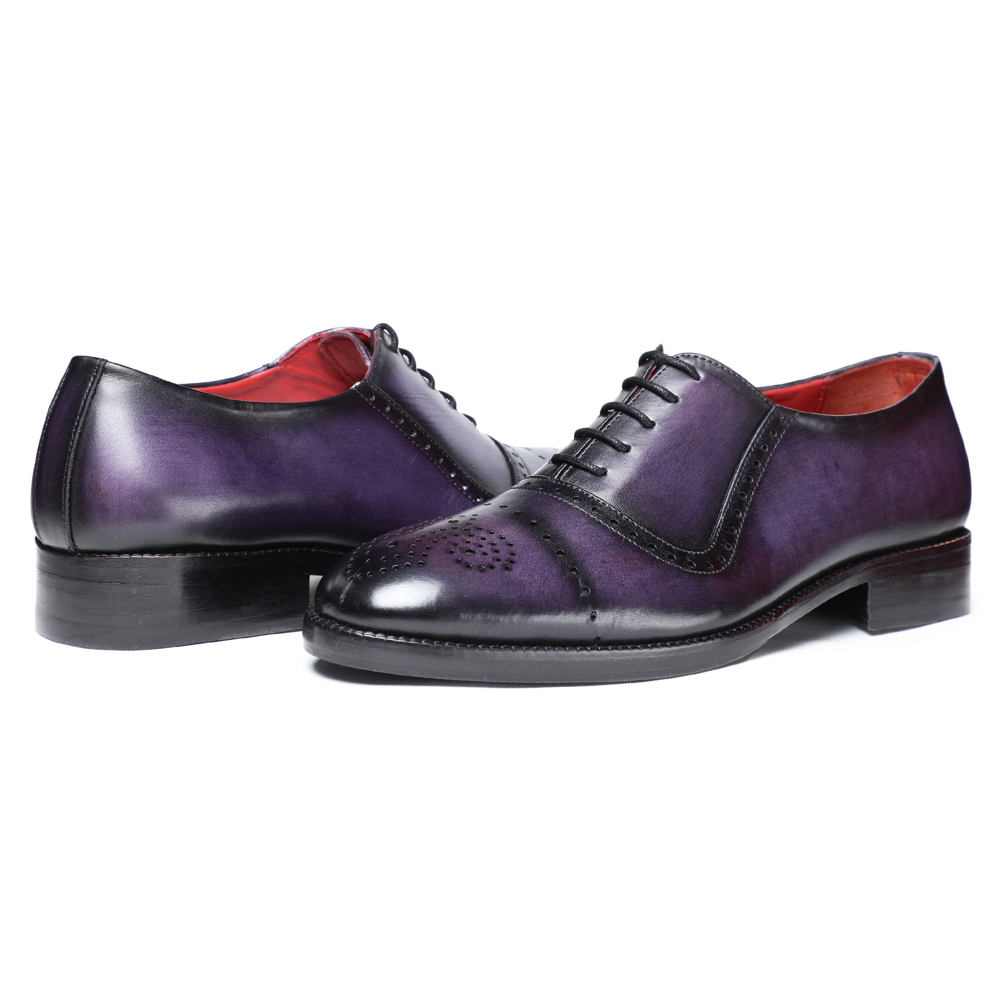 Lethato Medallion Toe Oxford- Purple | Hand painted Leather Shoes Lethato Medallion Toe Oxford- Purple | Hand painted Leather Shoes