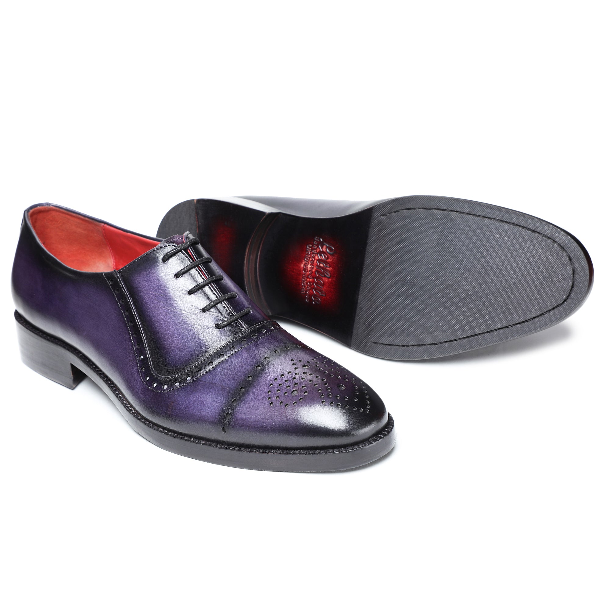 Lethato Medallion Toe Oxford- Purple | Hand painted Leather Shoes Lethato Medallion Toe Oxford- Purple | Hand painted Leather Shoes