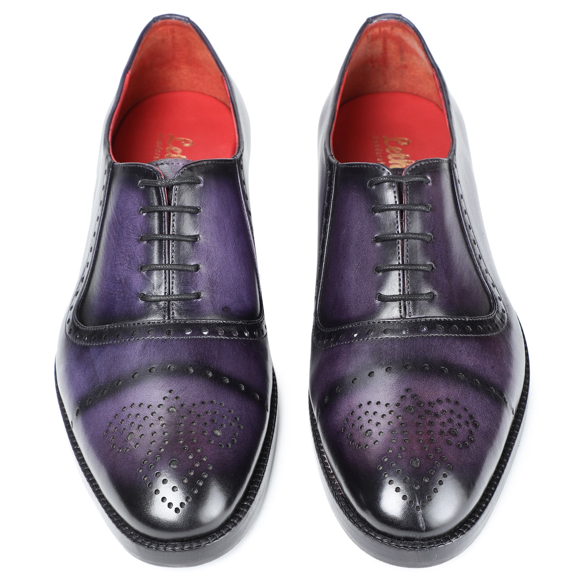 Lethato Medallion Toe Oxford- Purple | Hand painted Leather Shoes Lethato Medallion Toe Oxford- Purple | Hand painted Leather Shoes