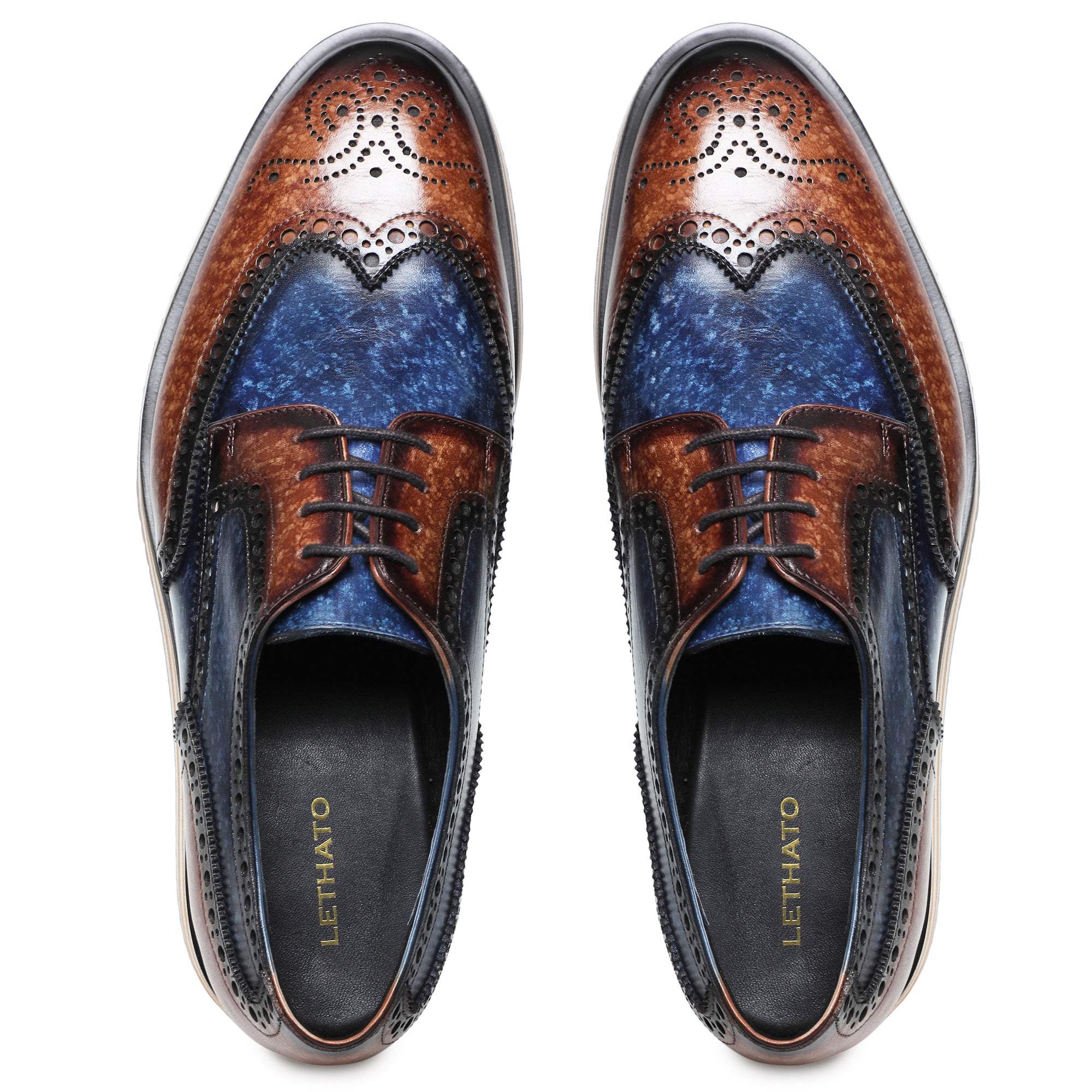 Wingtip Sneakers- Brown & Blue | Lethato STANDARD / US 6.5-7/ UK 6 / Brown & Blue Wingtip Sneakers- Brown & Blue | Lethato STANDARD / US 6.5-7/ UK 6 / Brown & Blue