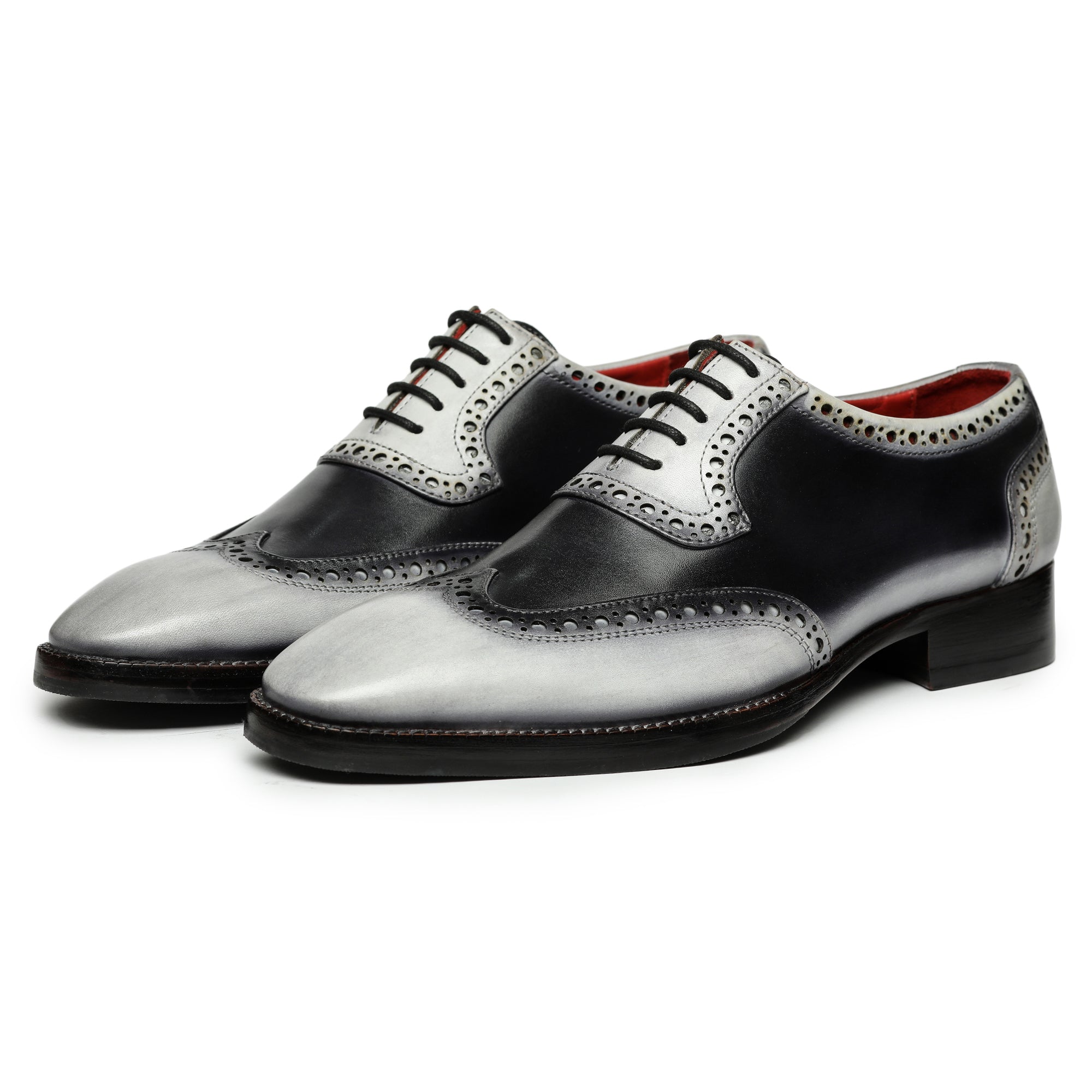 grey wingtip dress shoes Caporicci 921 Suede Wingtip Oxfords Grey