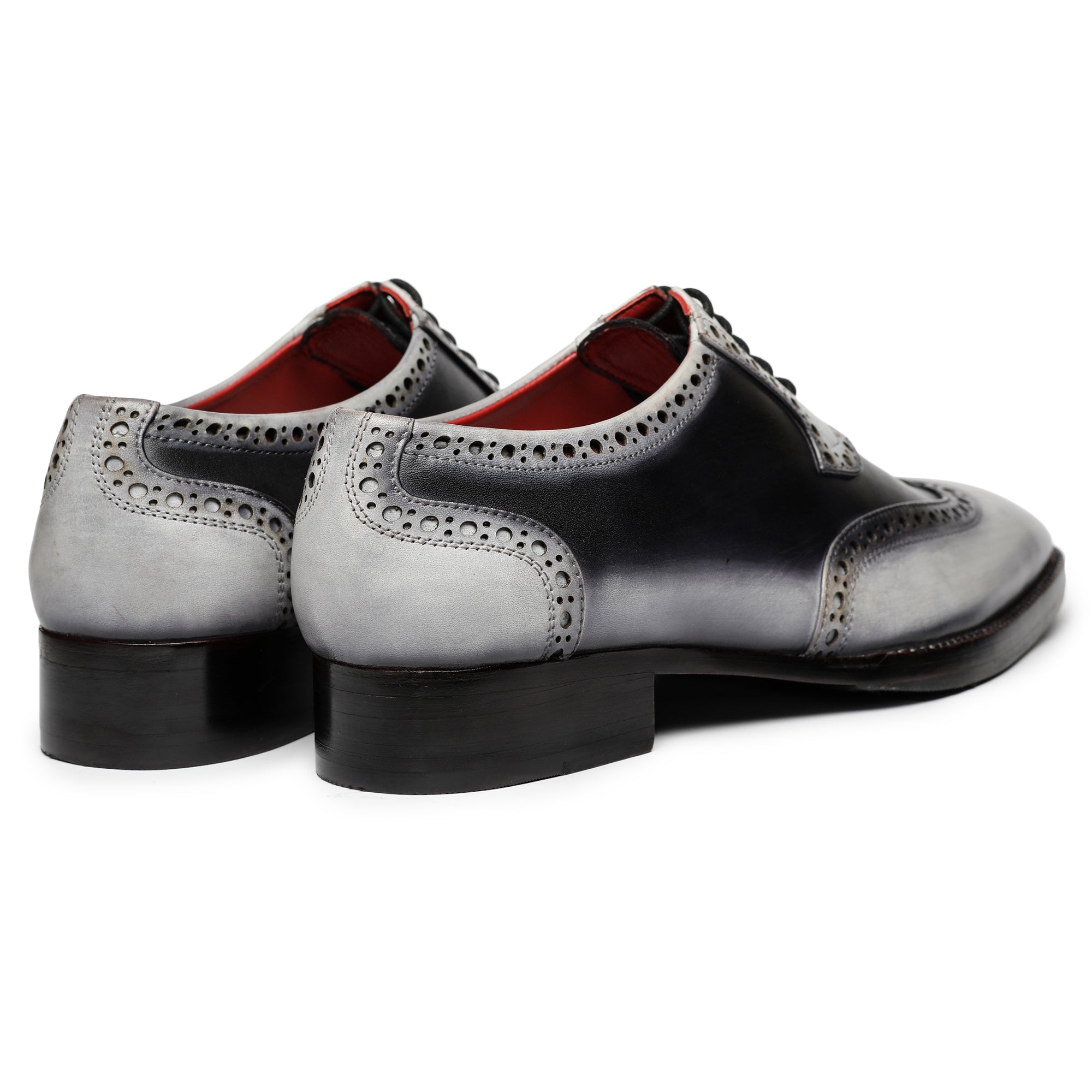 Wingtip Brogue Oxford- Grey & Black, Wingtip Shoes