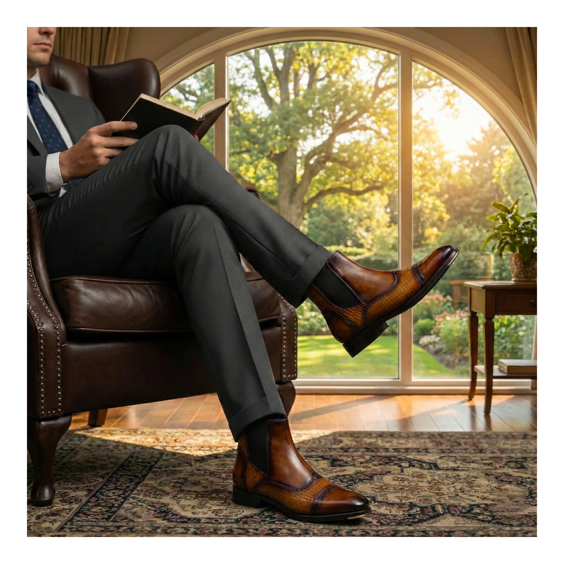 Men's Captoe Chelsea Boots- Croc Tan : Lethato