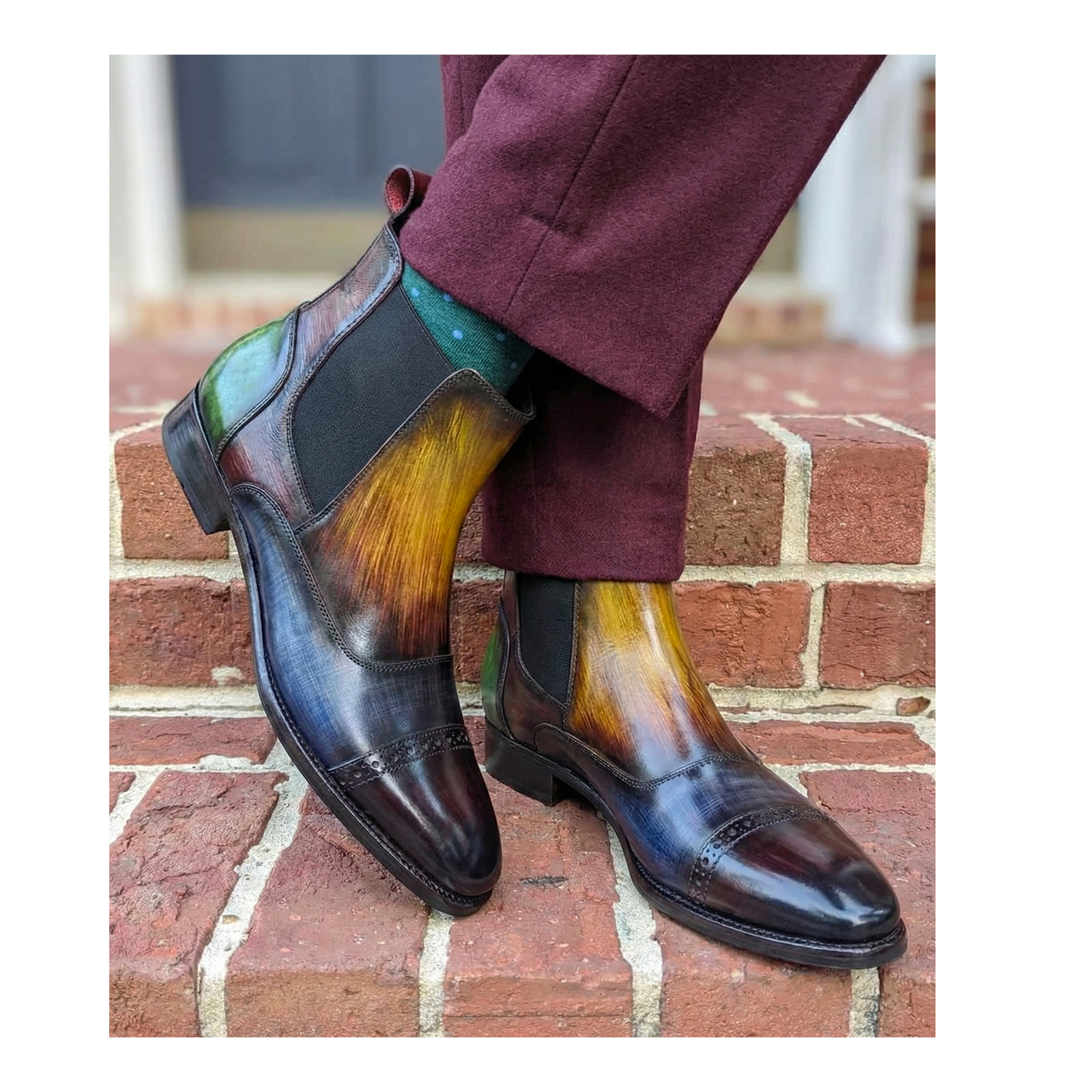 Captoe Chelsea Boots- Multicolor