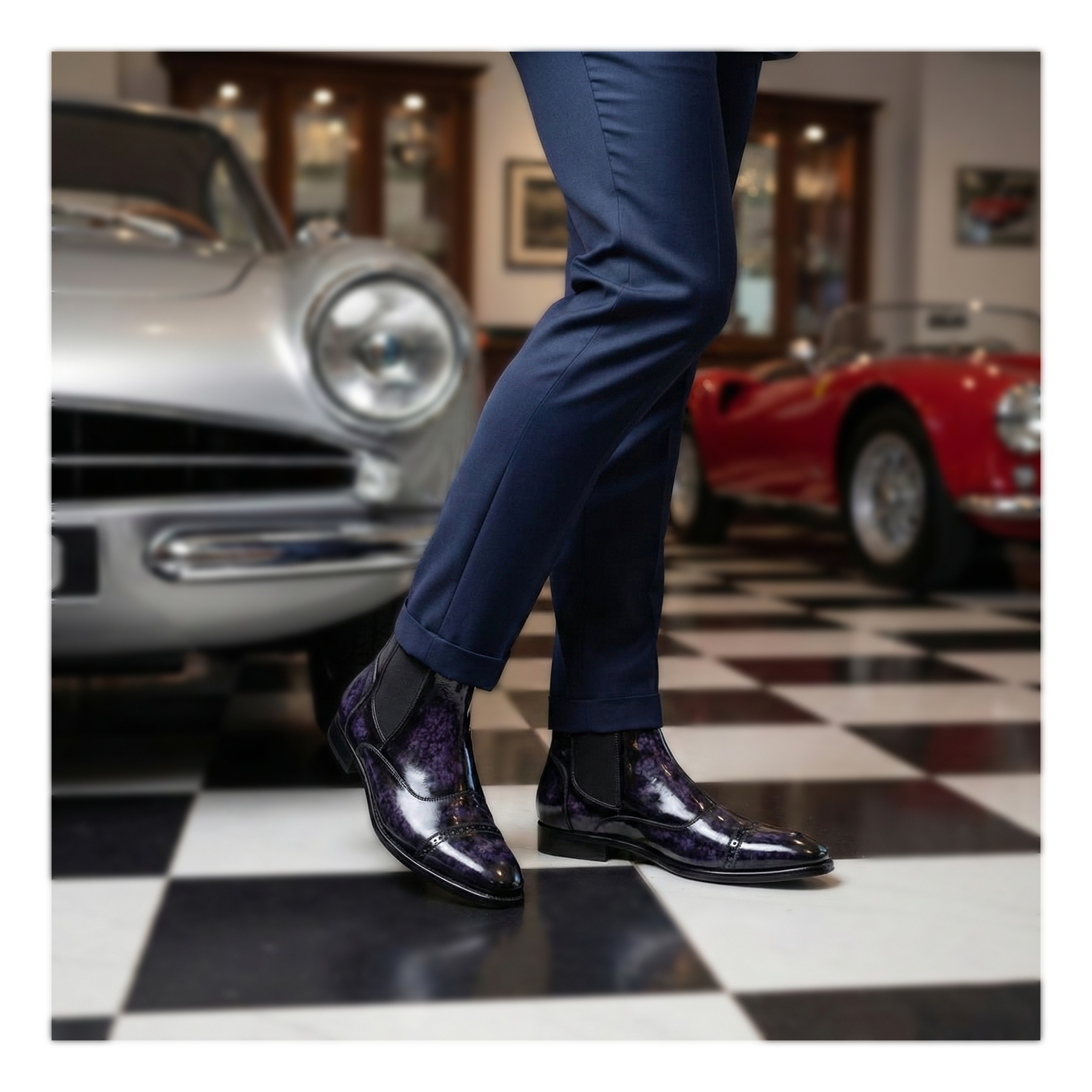 mens purple dress boots Men's Captoe Chelsea Boots- Purple : Lethato STANDARD / US 13.5-14 / UK 13 / Purple