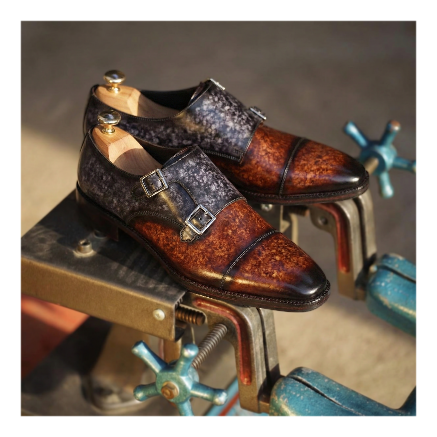 Men's Captoe Double Monk Strap Shoes