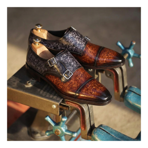 Captoe Double Monk Strap - Brown & Purple