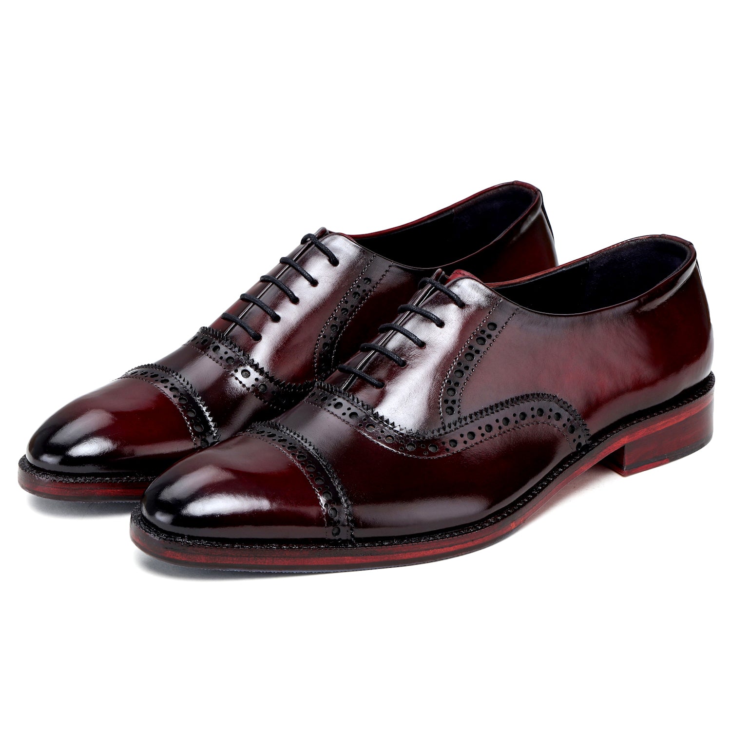 Oxford Burgundy Red Dress Shoes for Men Brogue Shoes
