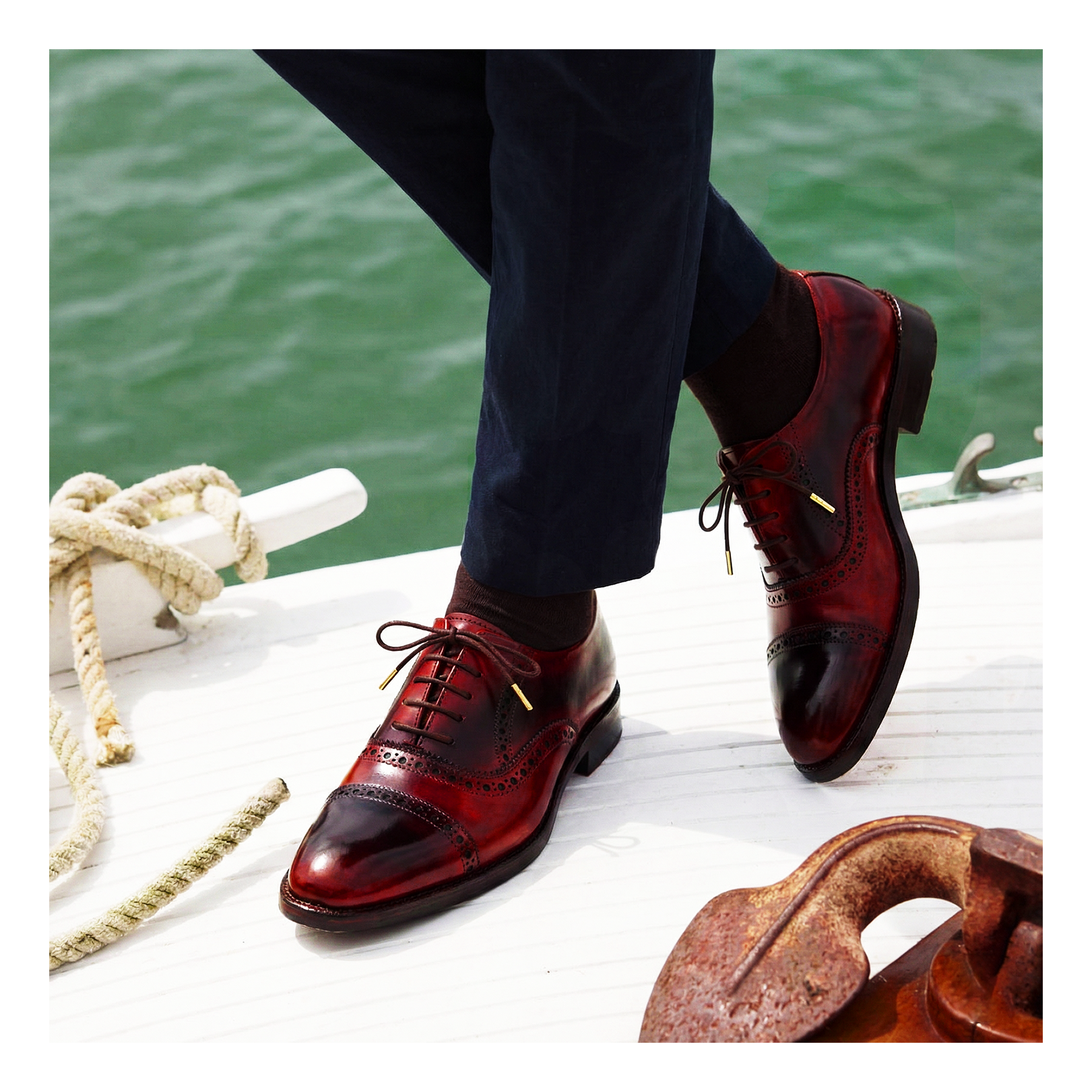 Lethato Classic Captoe Oxford - Red & Black Lethato Classic Captoe Oxford - Red & Black