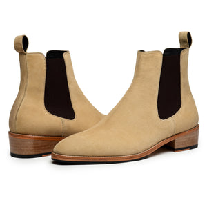 Mens Chelsea Boots- Beige Suede