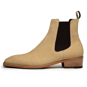 Mens Chelsea Boots- Beige Suede