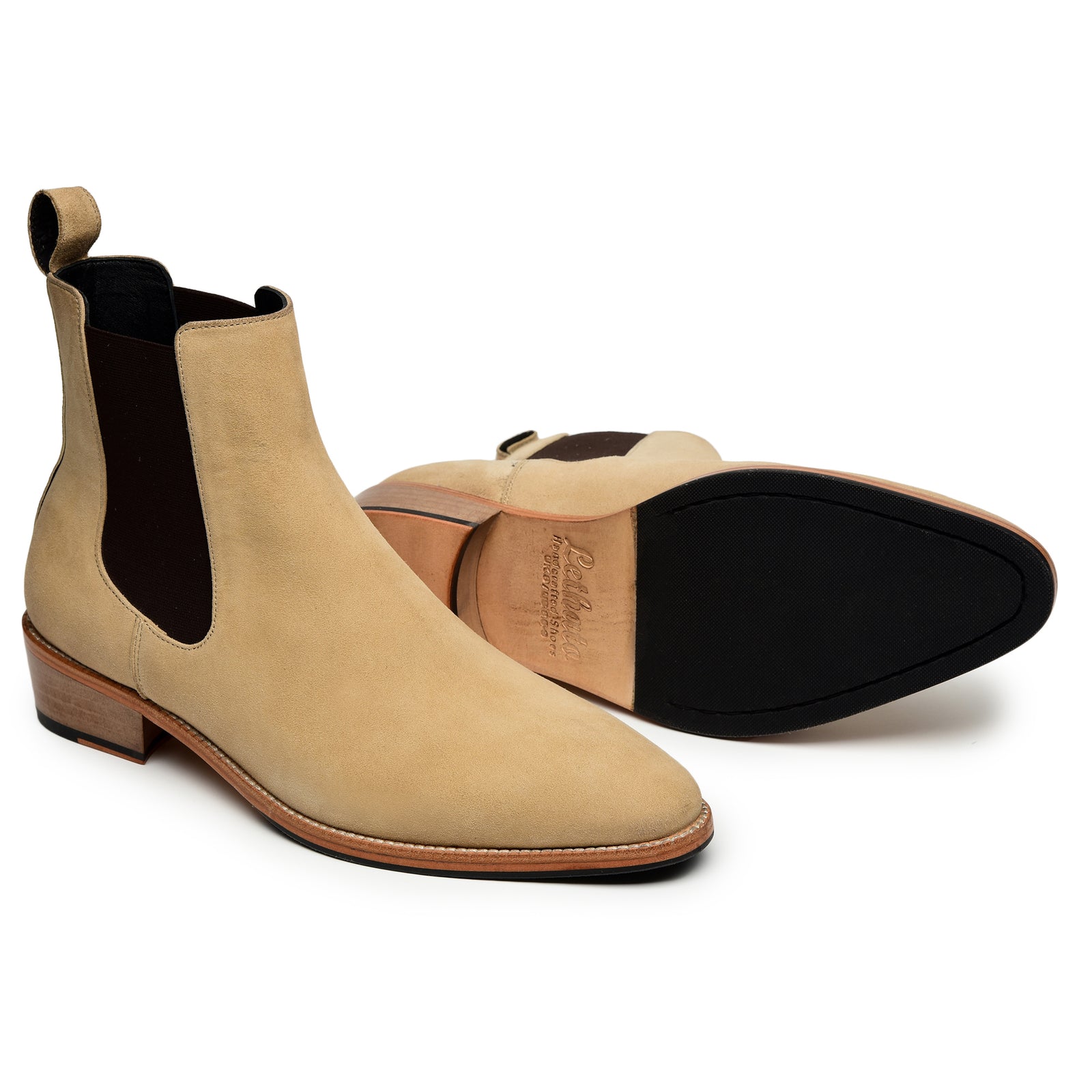 Mens Chelsea Boots- Beige Suede