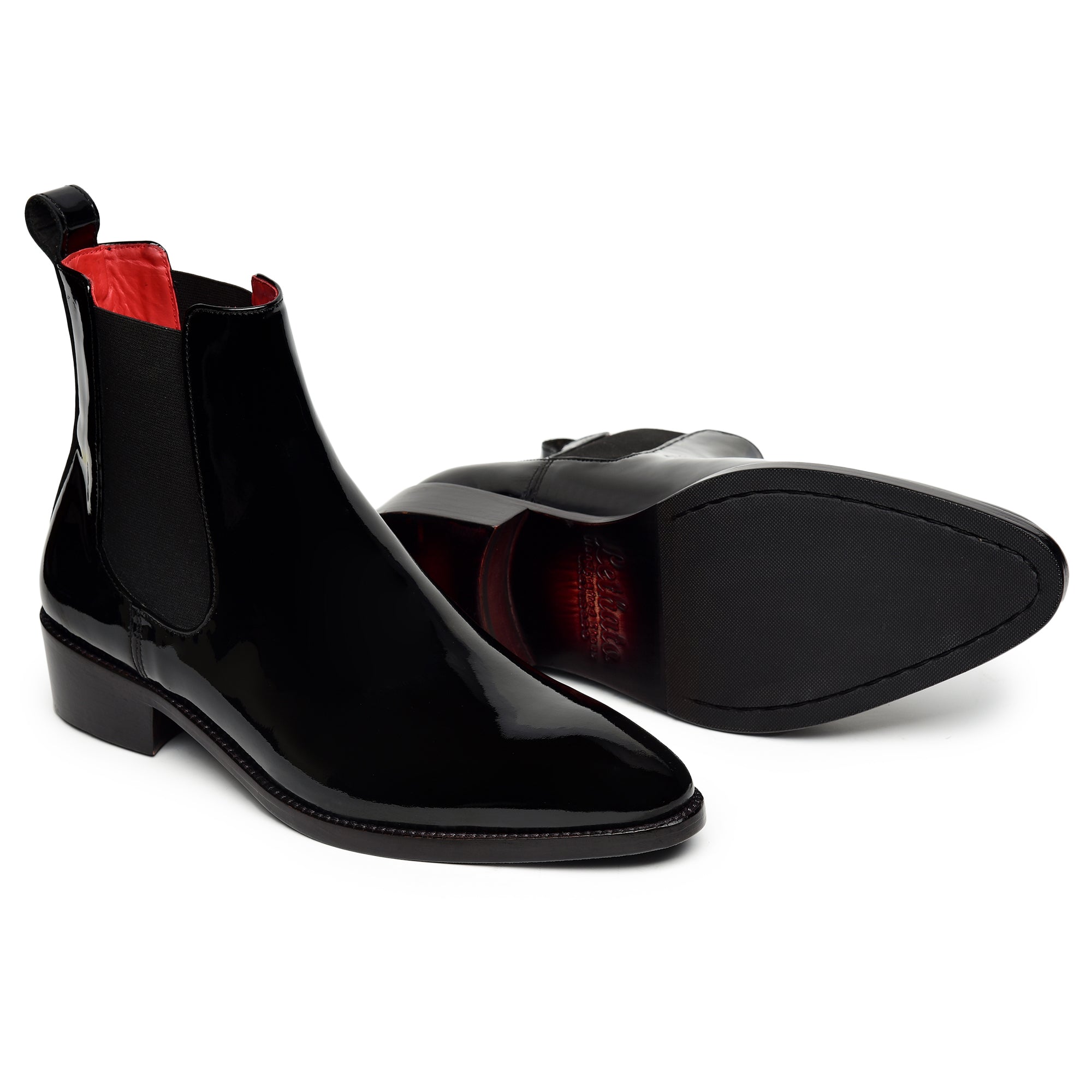 Mens Chelsea Boots- Patent Black : Lethato
