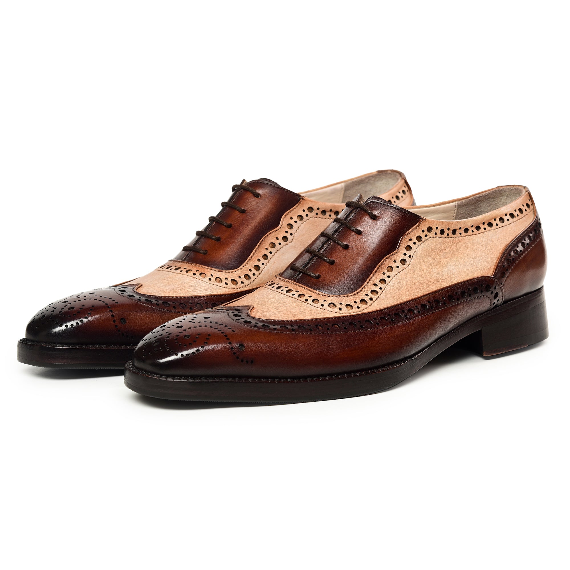 Wingtip Brogue Oxford - Brown & Beige | Lethato Wingtip Brogue Oxford - Brown & Beige | Lethato