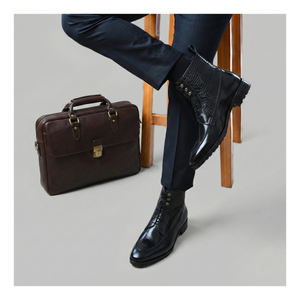 Derby Lace Up Boots - Black