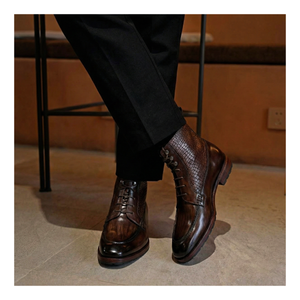 Derby Lace Up Boots - Brown