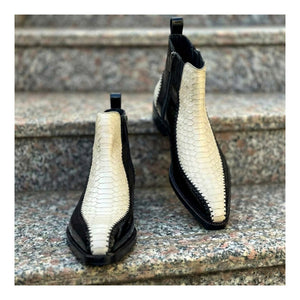 Driver Zipper Boots - Black & Beige