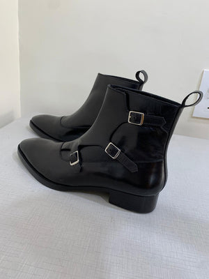 Triple Monk Strap Boots - Black